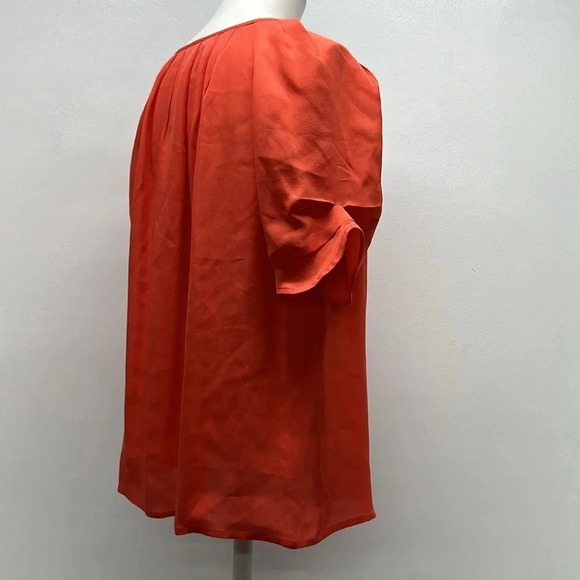 Joie Blouse Top Shirt Short Sleeve V-Neck Tie Bow Pure Silk Chiffon Size Medium - Picture 5 of 12